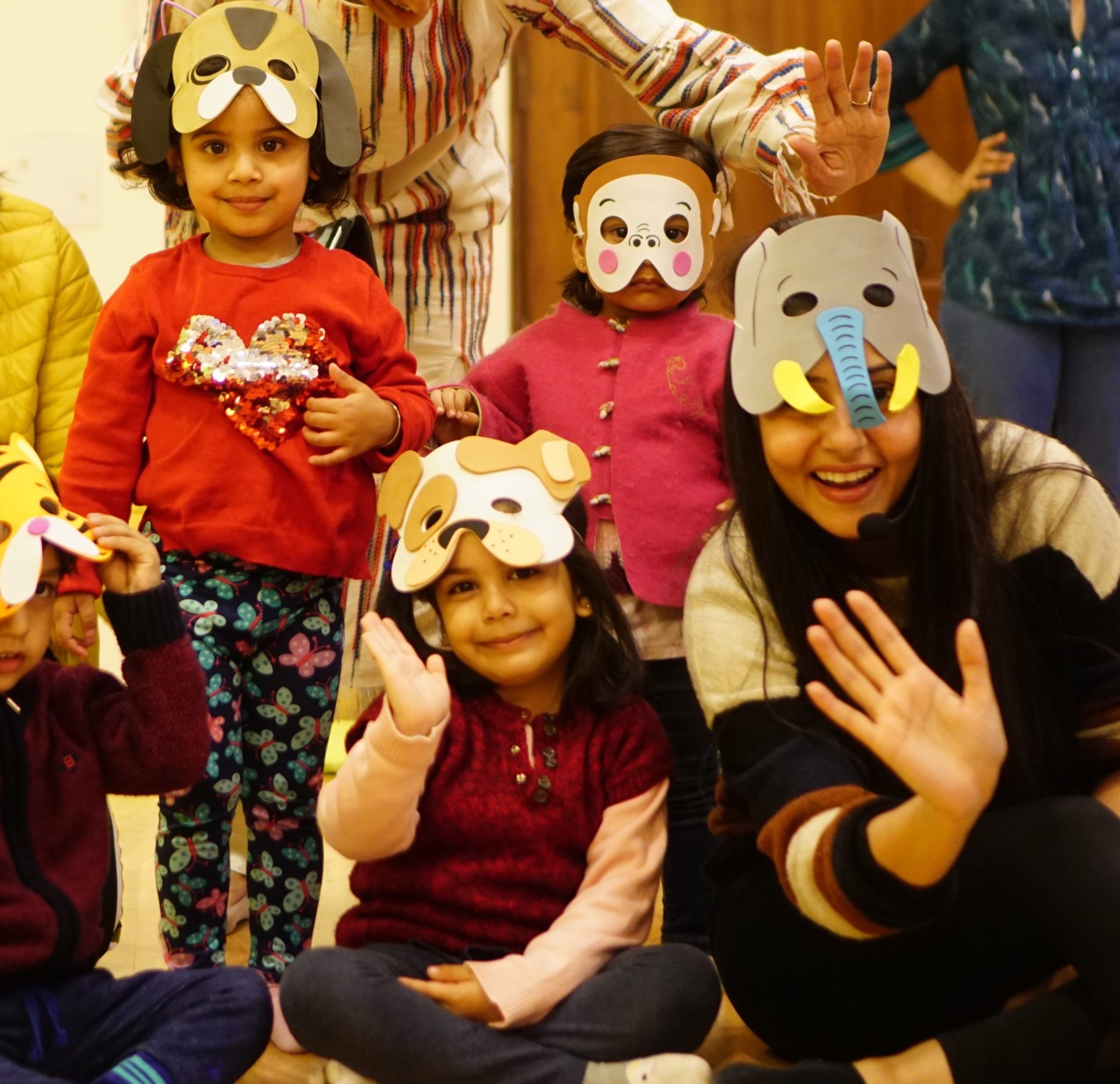 Children enjoying interactive music classes in Dubai with instruments and movement